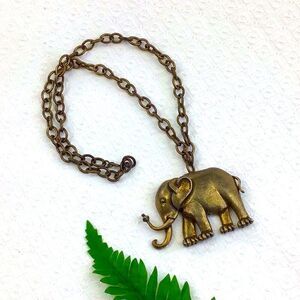 Metal Brutalist Elephant Necklace / Brooch